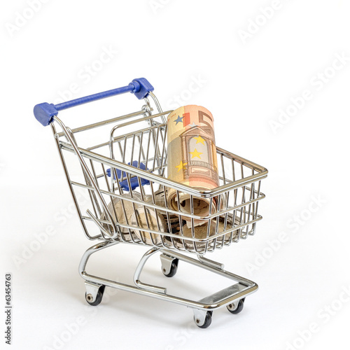 Photo: Einkaufswagen mit Geld Einkaufswagen mit Geld