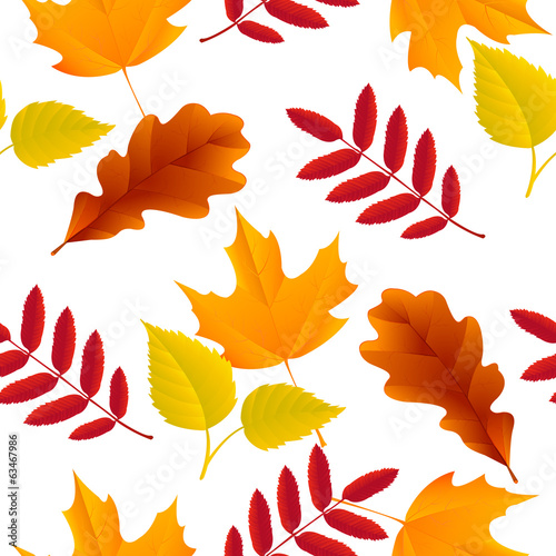 Illustration: Seamless autumn leaves pattern Seamless autumn leaves pattern