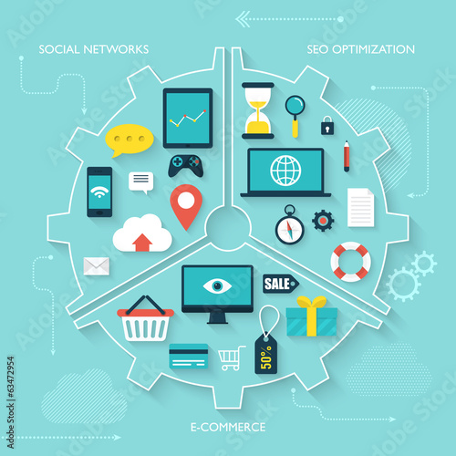 Vector: Flat modern design vector concept for online marketing Flat modern design vector concept for online marketing