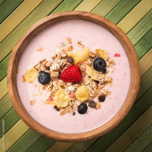 Photo: Healthy breakfast - muesli with yogurt and fresh berries Healthy breakfast - muesli with yogurt and fresh berries