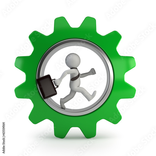 Illustration: 3d small people - businessman in the gear wheel 3d small people - businessman in the gear wheel