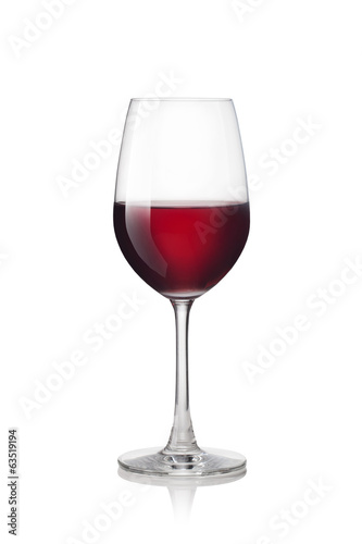 Photo: Glass of red wine isolated on a white background Glass of red wine isolated on a white background