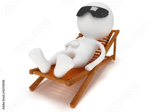 Illustration: 3d man having a rest on chaise lounge. 3d man having a rest on chaise lounge.