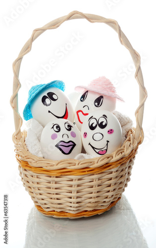 Photo: Easter eggs in a basket Easter eggs in a basket