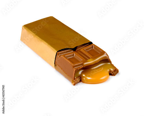Photo: Isolated image of a chocolate bar filled with closeup Isolated image of a chocolate bar filled with closeup