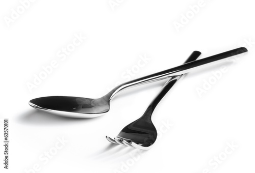 Photo: fork and spoon isolated on white background fork and spoon isolated on white background