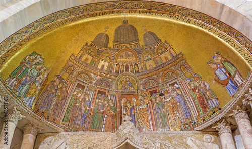 Photo: Venice - Mosaic from st. Mark cathedral over the side portal. Venice - Mosaic from st. Mark cathedral over the side portal.