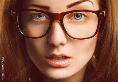Photo: Horizontal portrait of caucasian woman in glasses Horizontal portrait of caucasian woman in glasses