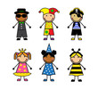 Cartoon children in different carnival costumes Cartoon children in different carnival costumes
