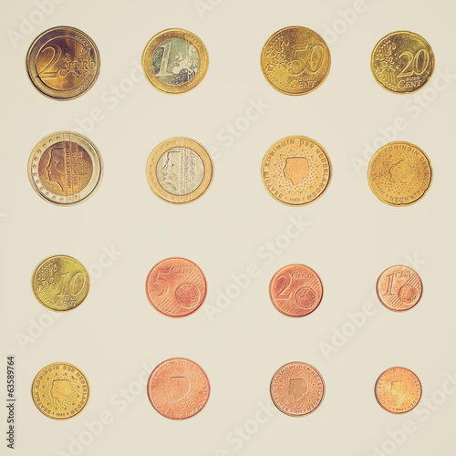 Photo: Retro look Euro coin - Nederlands Retro look Euro coin - Nederlands