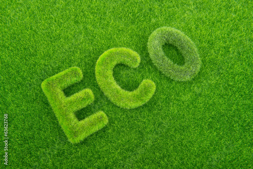 Photo: Letters on the green grass background. Eco concept Letters on the green grass background. Eco concept