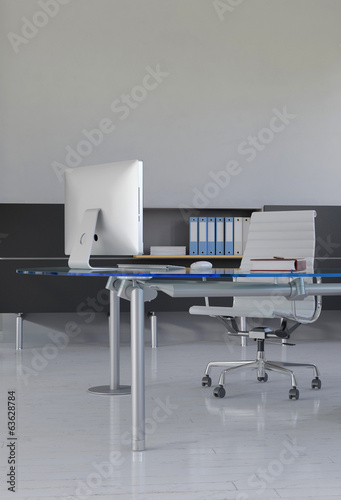 Illustration: Office interior with desk Office interior with desk