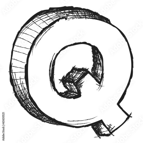 Illustration: Sketchy hand drawn letter Q isolated on white Sketchy hand drawn letter Q isolated on white