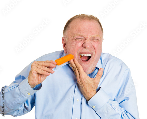 Photo: Old man has sensitive teeth, pain Old man has sensitive teeth, pain