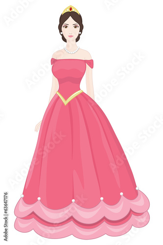 Vector: Beautiful Princess with Pink Dress on a white background Beautiful Princess with Pink Dress on a white background