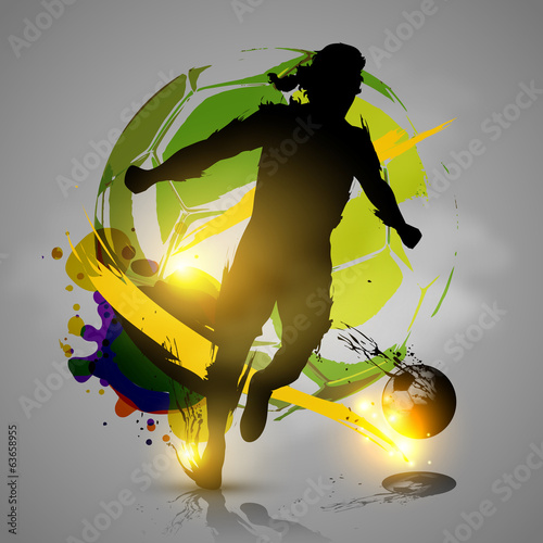 Vector: silhouette soccer player ink splatters silhouette soccer player ink splatters