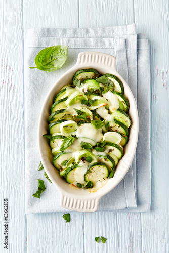Photo: Oven-Baked Zucchini with Mozzarella and Leek Oven-Baked Zucchini with Mozzarella and Leek