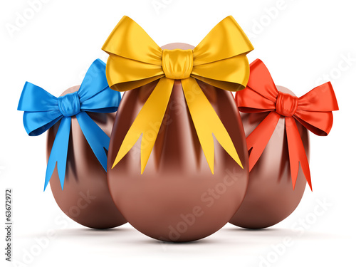 Illustration: Chocolate easter eggs with ribbons Chocolate easter eggs with ribbons