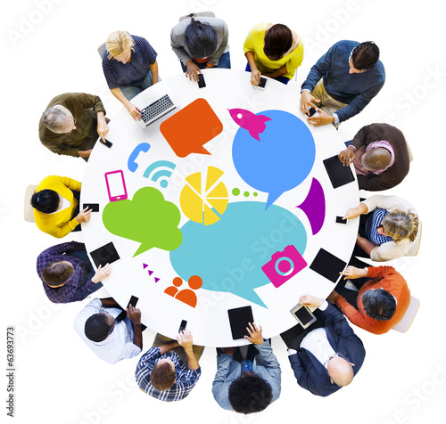 Photo: Multiethnic People Discussing Social Media Multiethnic People Discussing Social Media
