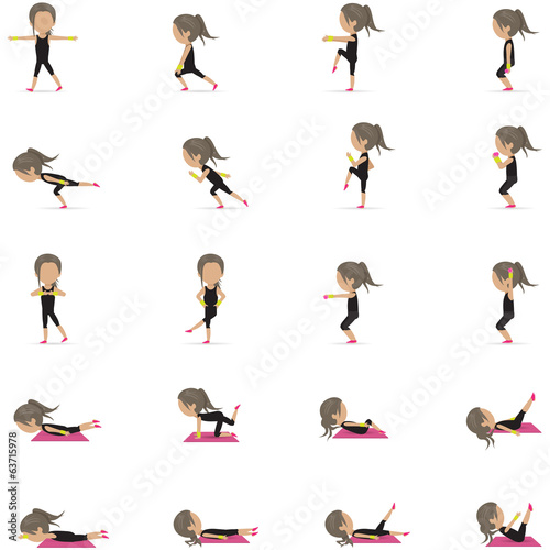 Vector: People At Aerobics Class - Isolated On White Background People At Aerobics Class - Isolated On White Background