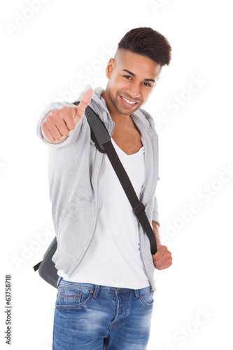 Photo: Handsome Student Carrying Shoulder Bag Handsome Student Carrying Shoulder Bag