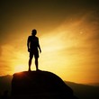 silhouette of man on sunrise background silhouette of man on sunrise background