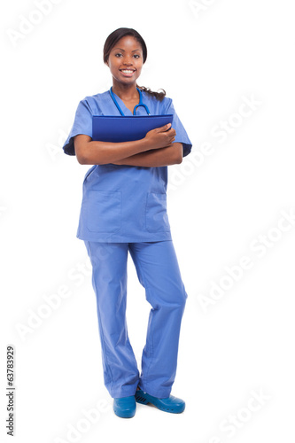 Photo: Smiling black nurse full length Smiling black nurse full length