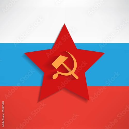 Vector: Communist red star with hammer and sickle on white background Communist red star with hammer and sickle on white background