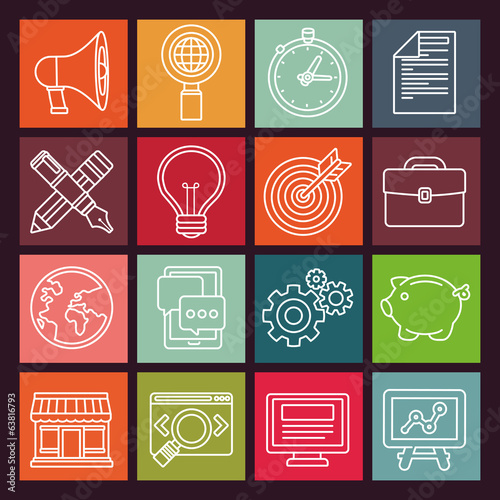 Vector: Vector internet marketing icons in flat style Vector internet marketing icons in flat style