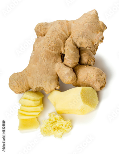 Photo: fresh ginger root isolated on white fresh ginger root isolated on white