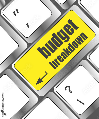 Illustration: budget breakdown words on computer pc keyboard budget breakdown words on computer pc keyboard