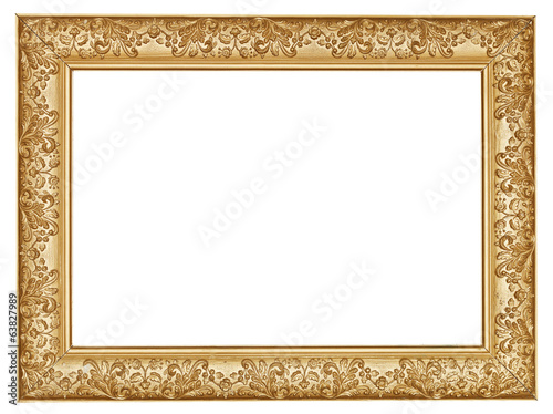ancient golden carved wide wooden picture frame