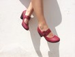 A woman in red shoes A woman in red shoes