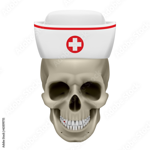 Vector: Skull in nurse cap Skull in nurse cap