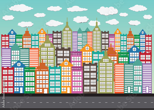 Vector: Colorful Cityscape Town city building design Colorful Cityscape Town city building design