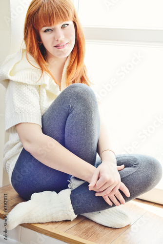 Photo: resting redhead young woman resting redhead young woman
