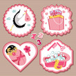 Label set with items for Asian newborn baby girl Label set with items for Asian newborn baby girl