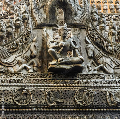 Photo: Wood carving of Lawka Nat at Shwenandaw Monastery in Myanmar Wood carving of Lawka Nat at Shwenandaw Monastery in Myanmar