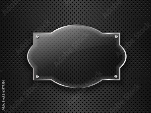 Vector: Glass frame on metal background Glass frame on metal background
