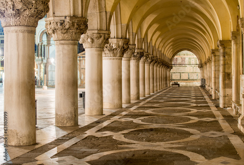 Ancient Columns in Venice. Arches in Piazza San Marco, Venezia