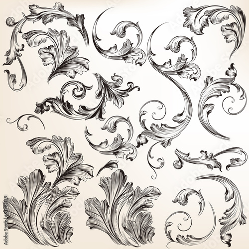 Vector: Set of vector swirl flourishes for design Set of vector swirl flourishes for design