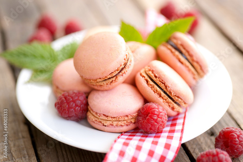 Photo: Macarons with raspberries Macarons with raspberries
