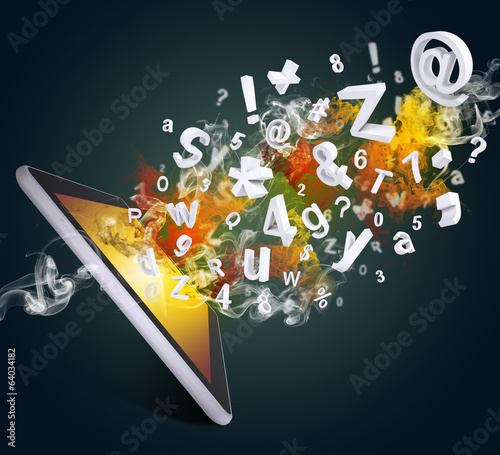 Photo: Tablet pc emits letters, numbers and smoke Tablet pc emits letters, numbers and smoke