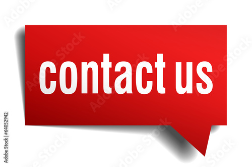Vector: Contact us red 3d realistic paper speech bubble Contact us red 3d realistic paper speech bubble