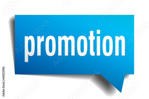 Vector: Promotion blue 3d realistic paper speech bubble Promotion blue 3d realistic paper speech bubble