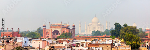 Photo: Panorama of Taj Mahal view over roofs of Agra Panorama of Taj Mahal view over roofs of Agra