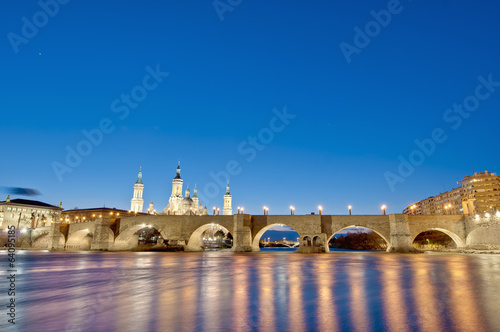 Photo: Stone Bridge across the Ebro River at Zaragoza, Spain Stone Bridge across the Ebro River at Zaragoza, Spain