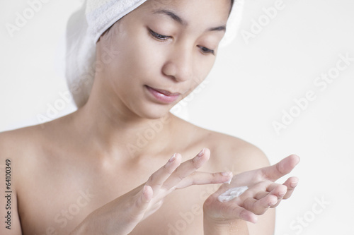 Photo: Lady With Skin Lotion Lady With Skin Lotion