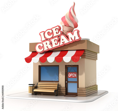 Illustration: ice cream store 3d illustration ice cream store 3d illustration