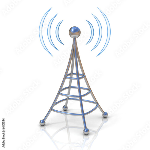 Illustration: wireless tower with radio waves wireless tower with radio waves
